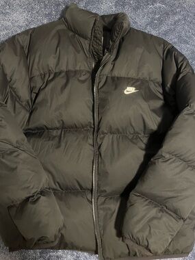 Nike Black Down Puffer Jacket with White Swoosh